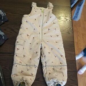 Zara Light Tan Snowpants with Bird Pattern. Toddler Size 3-4 Years. 104cm